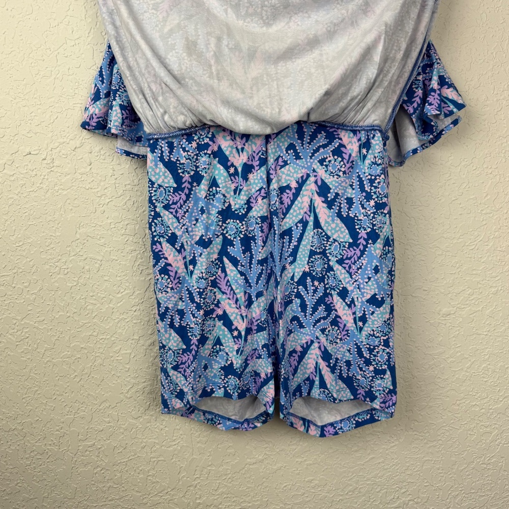*Lily Pulitzer Womens Minka Blue Floral Skirted Romper XS - Picture 8 of 10